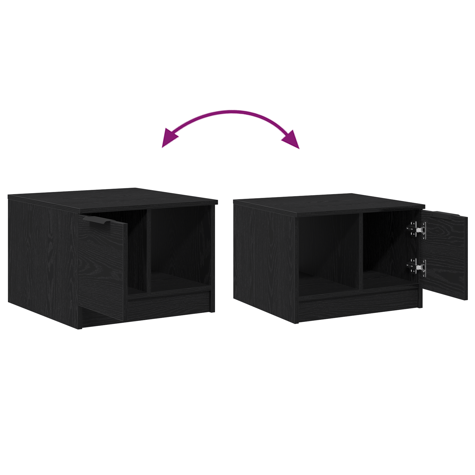 Tavolino da caffè  Nero Rovere 50x50x36 cm Legno ingegnerizzato