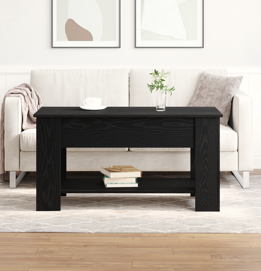 Tavolino da caffè in rovere nero - 101x49x52 cm fatto di legno ingegnerizzato