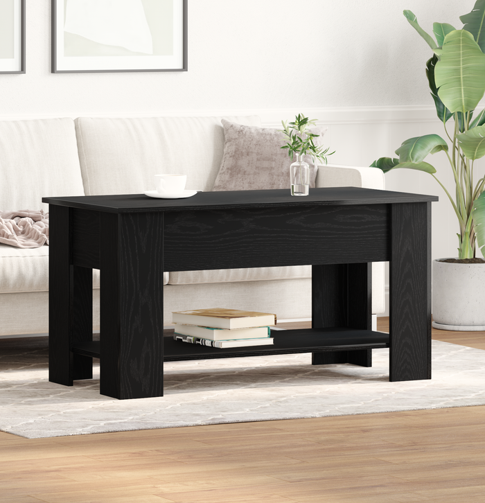 Tavolino da caffè in rovere nero - 101x49x52 cm fatto di legno ingegnerizzato