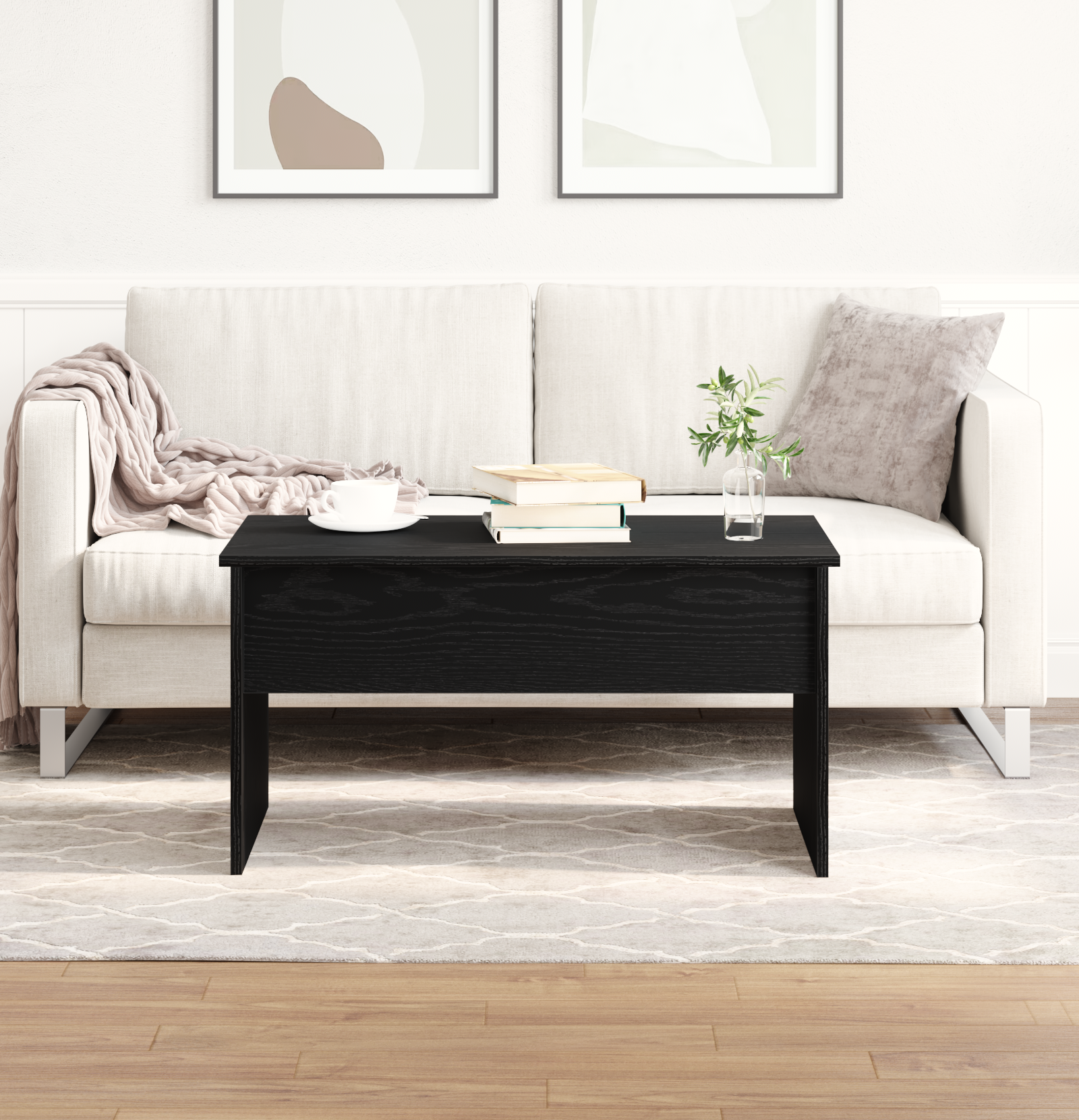 Tavolino da caffè in rovere nero  - 80 x 50.5 x 41.5 cm