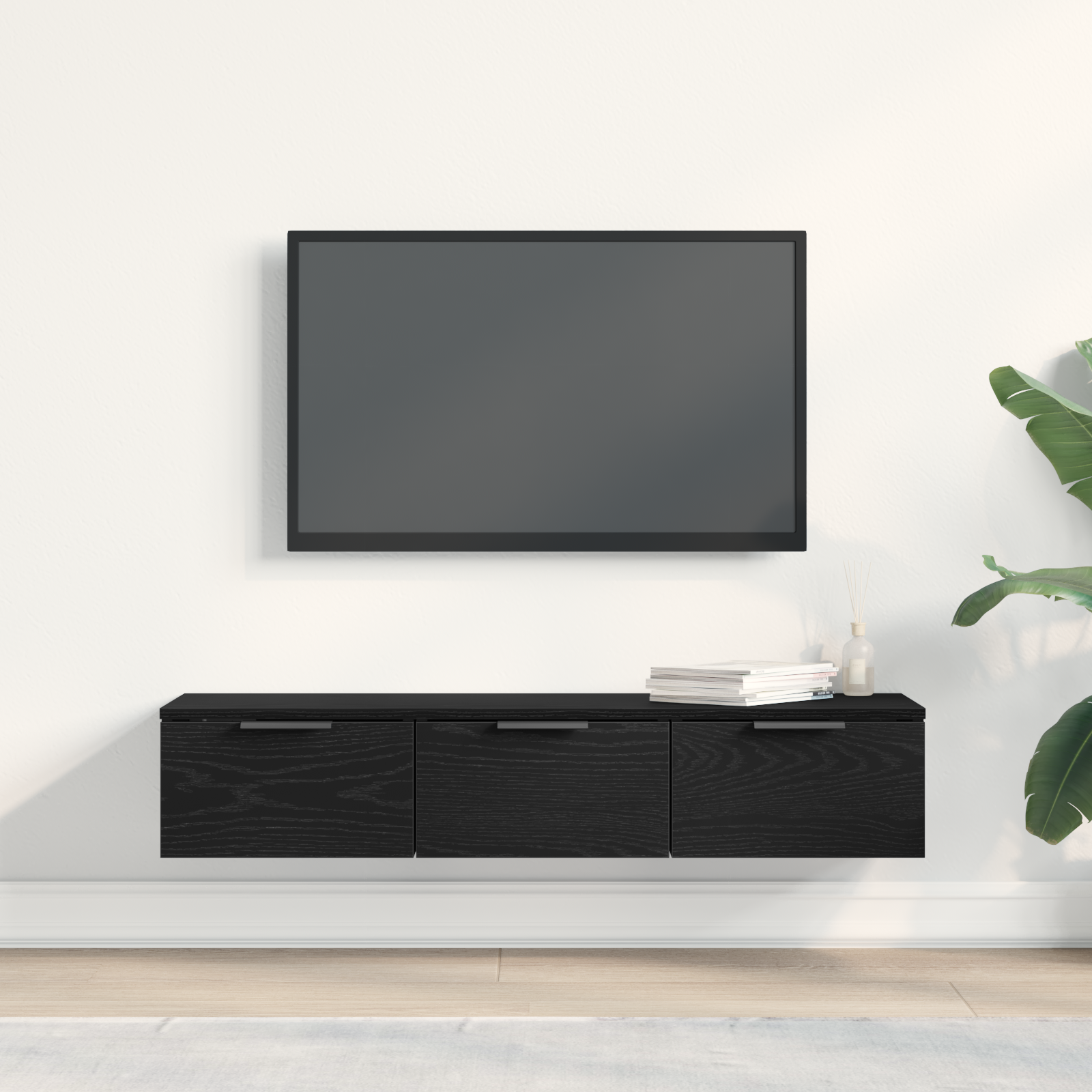 Armadio da parete in rovere nero 102x30x20 cm realizzato in legno ingegnerizzato