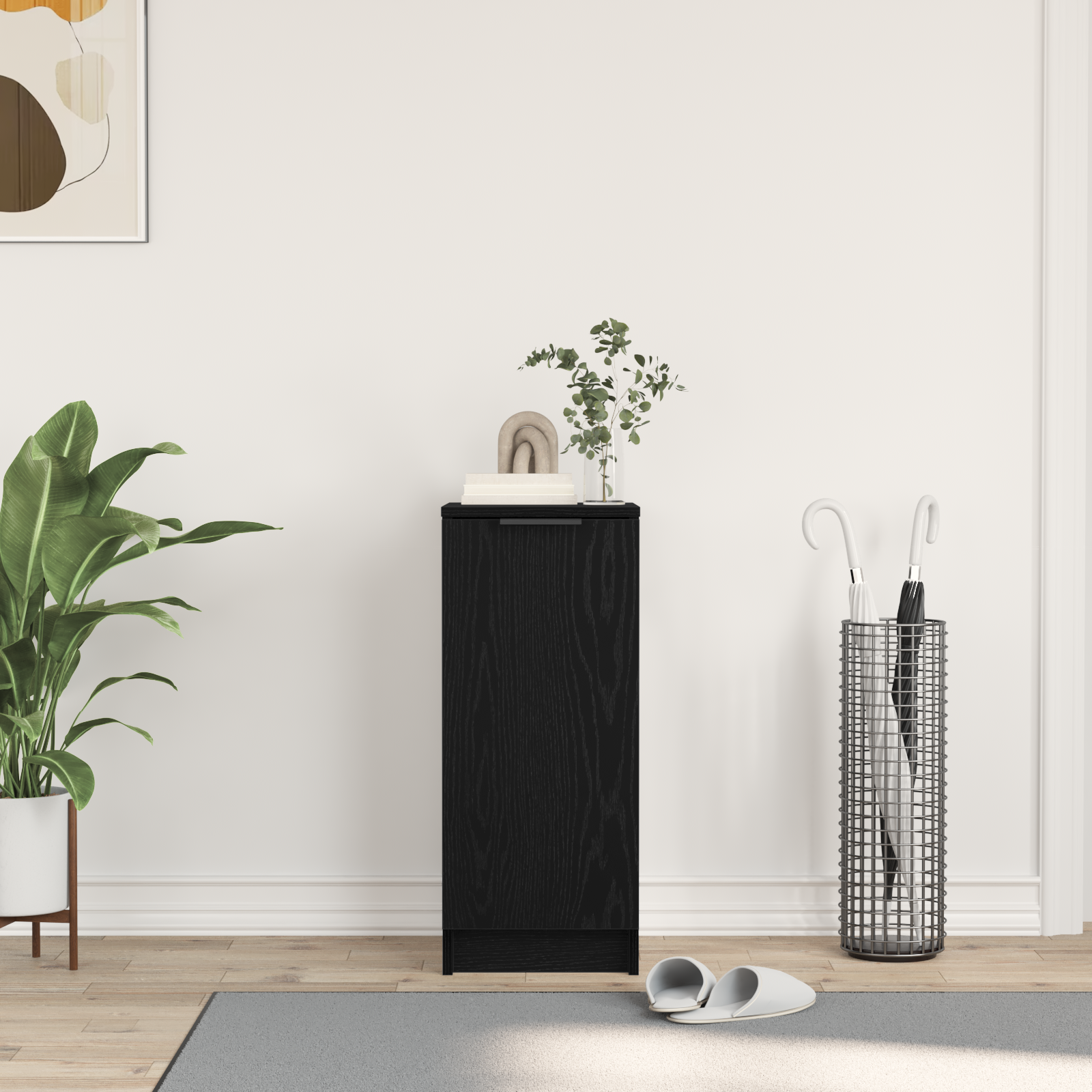 Armadio per scarpe  Nero Rovere 30x35x70 cm in legno ingegnerizzato