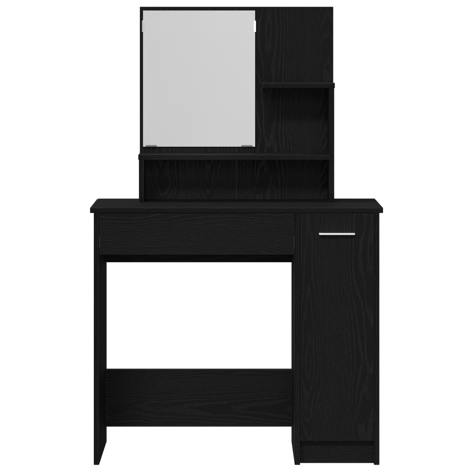 Tavolo da trucco in rovere nero con specchio - 86.5 x 35 x 136 cm