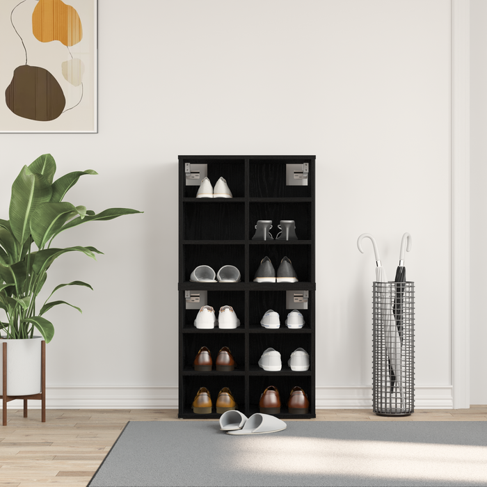 Mobile per Scarpe 2 pz Rovere Nero 52.5x30x50 cm