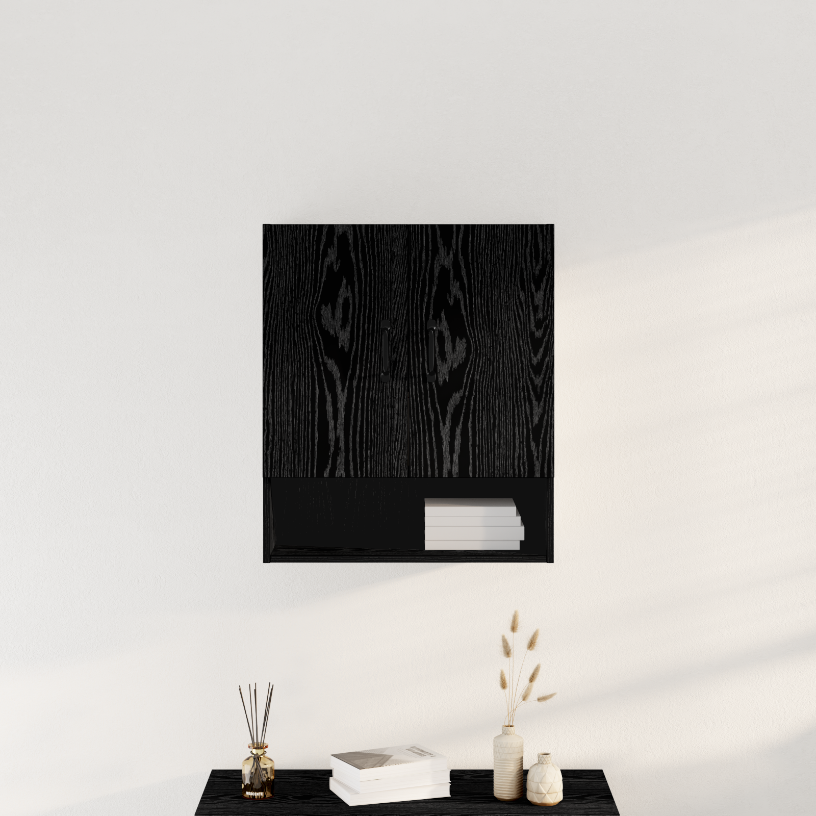 Armadio a muro  Nero Rovere 60x30x70 cm in legno ingegnerizzato