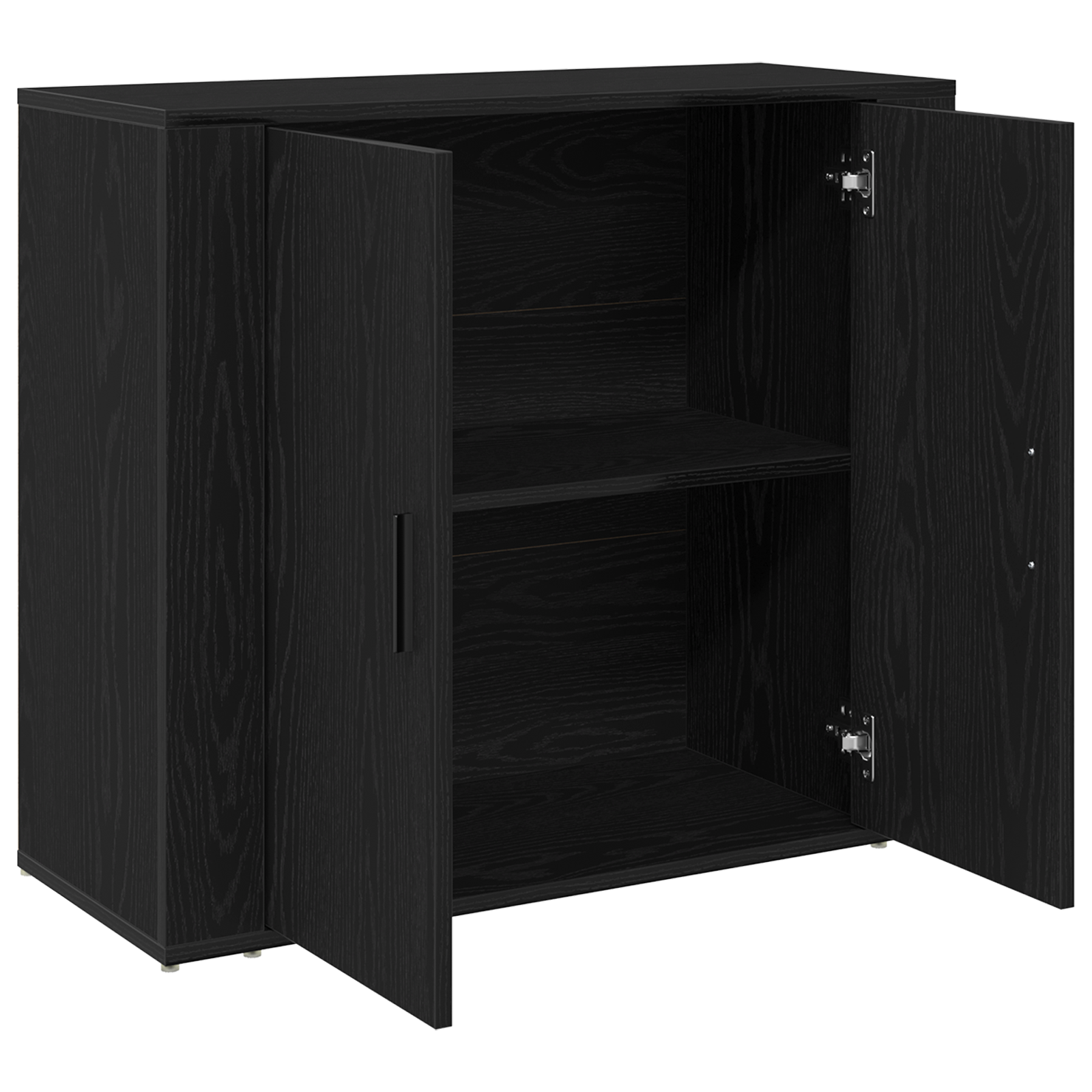 Mobile Vano Scaffale Nero Rovere 80x33x70 cm Legno Ingegnerizzato