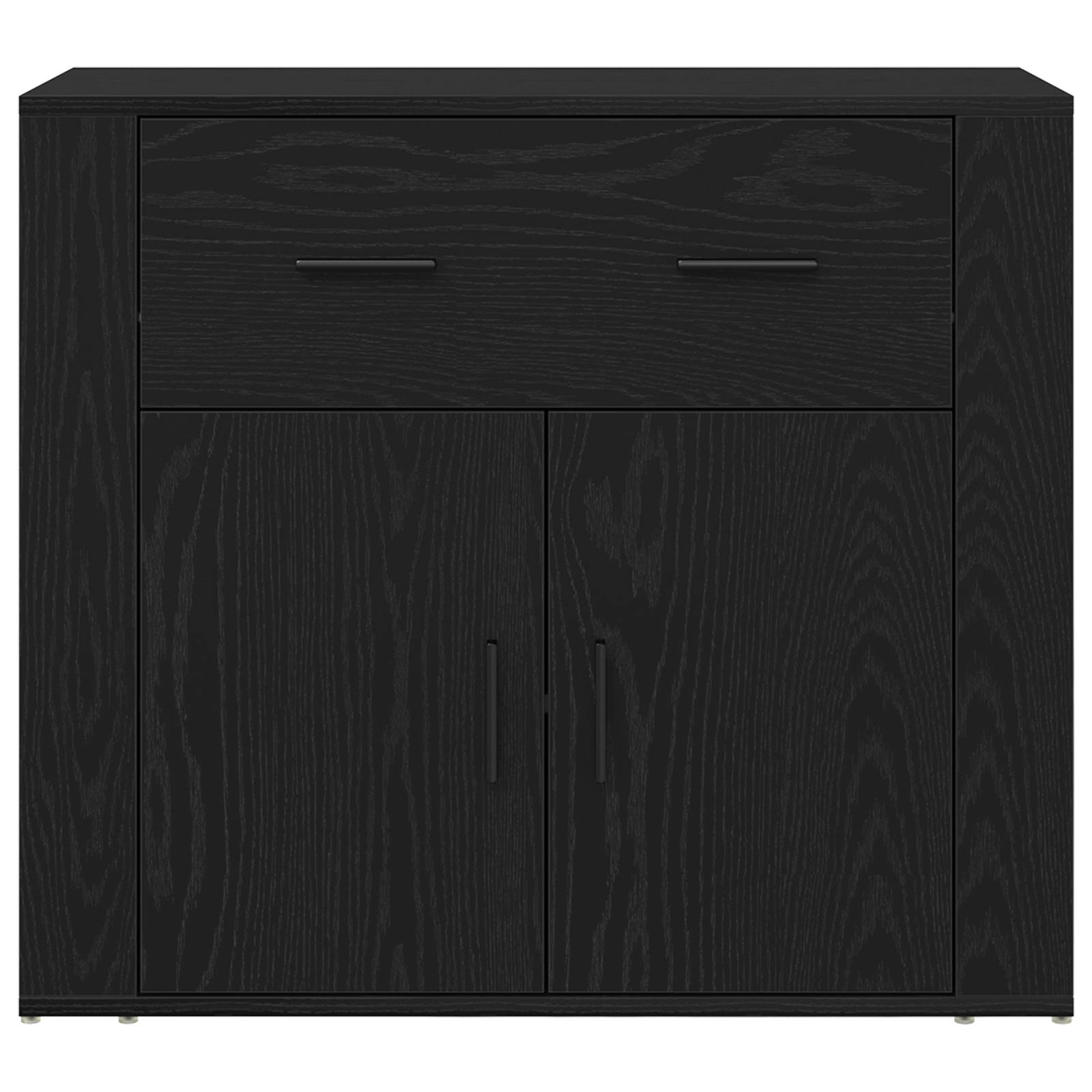 Credenza Nera in Rovere 80x33x70 cm in Legno Ingegnerizzato