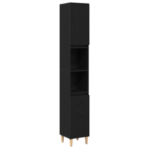 Armadio da bagno  Nero Rovere 30x30x190 cm Legno ingegnerizzato