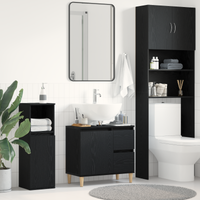 Armadietto Lavabo Nero Rovere 65x33x60 cm Legno ingegnerizzato