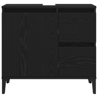 Mobile per Lavabo Nero Rovere 65x33x60 cm in Legno Compresso