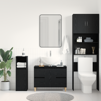 Mobiletto lavabo Rovere nero 80x33x60 cm Legno ingegnerizzato
