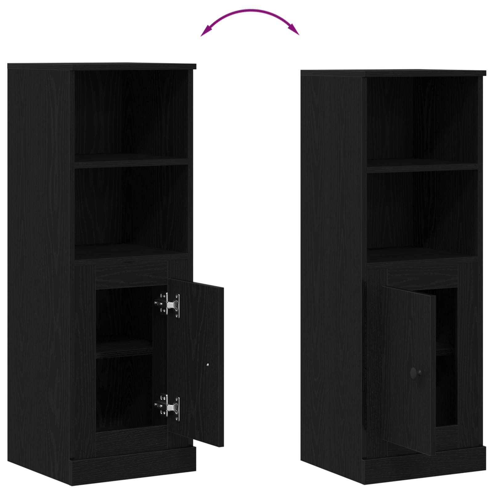 Highboard Rovere Nero 36x35.5x103.5 cm Legno ingegnerizzato