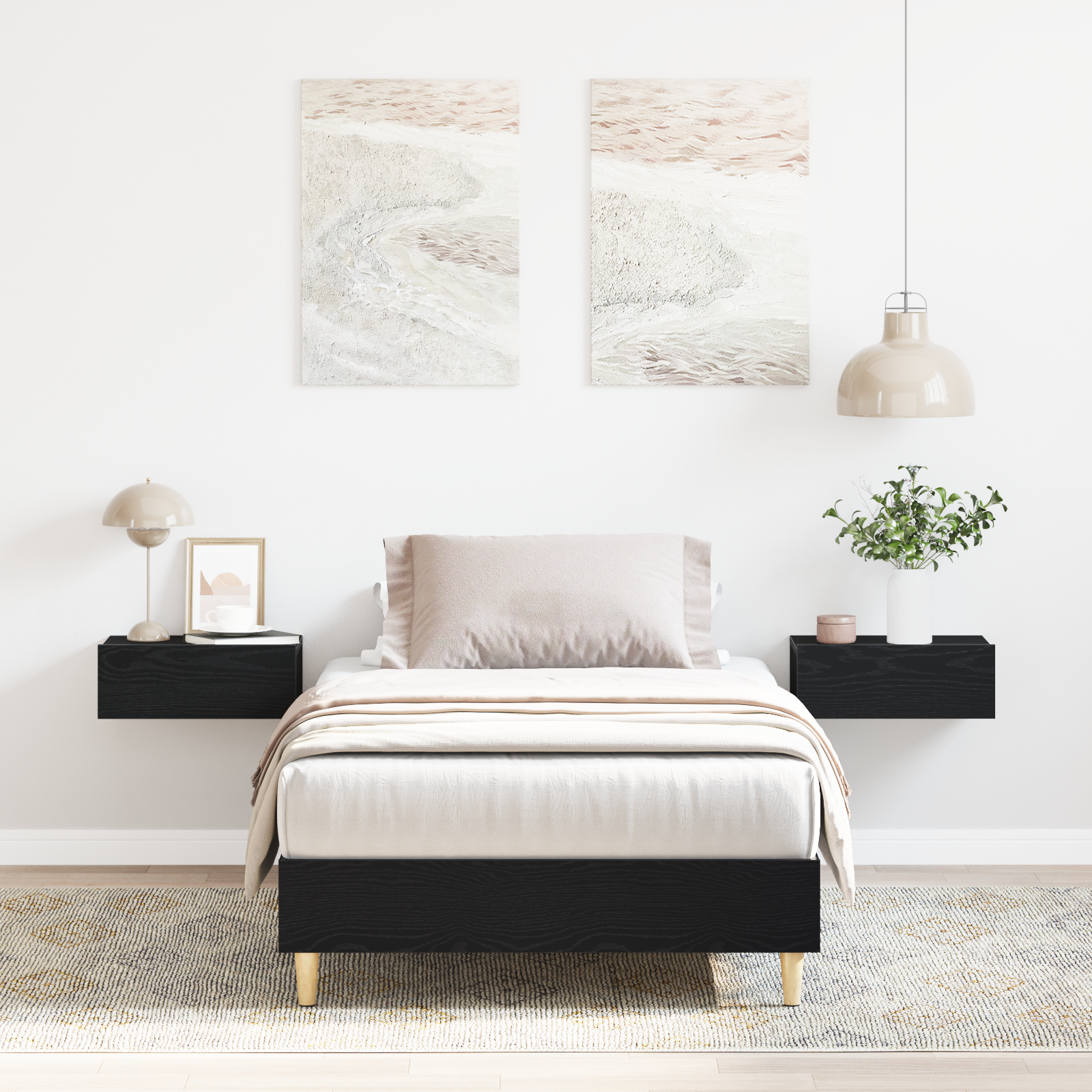 Struttura del Letto  120x200 cm Nero Rovere Finto