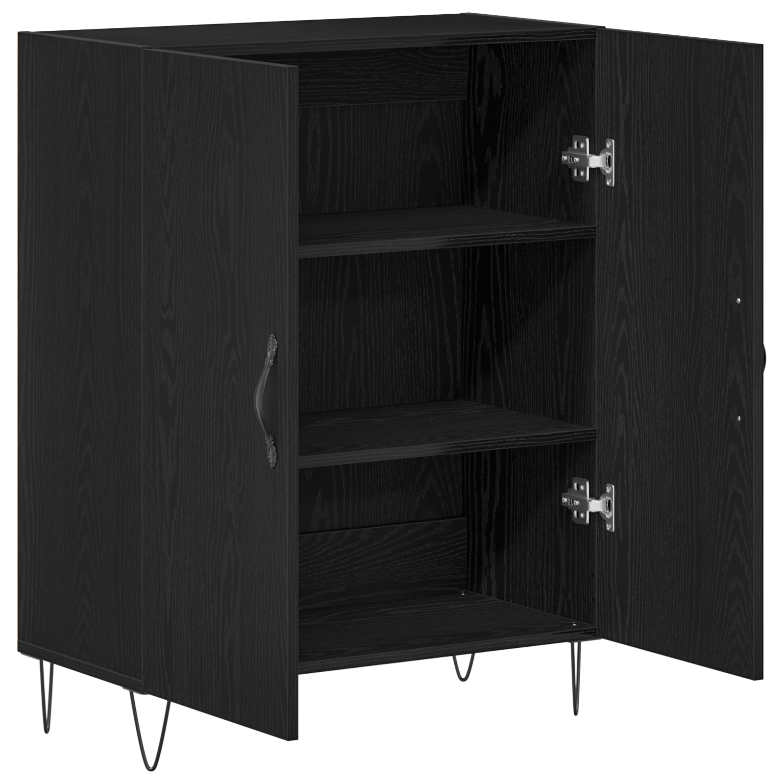 Credenza Nero Rovere 69,5x34x90 cm Legno ingegnerizzato