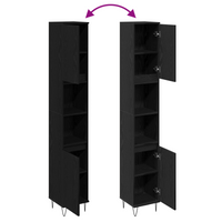 Mobile da Bagno  Nero Rovere 30x30x190 cm Legno ingegnerizzato