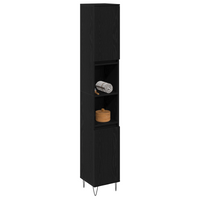 Mobile da Bagno  Nero Rovere 30x30x190 cm Legno ingegnerizzato