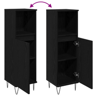 Cabinet da Bagno  Nero Rovere 30x30x100 cm Legno Ingegnerizzato