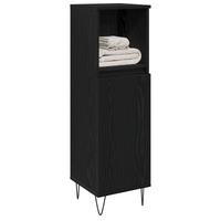 Cabinet da Bagno  Nero Rovere 30x30x100 cm Legno Ingegnerizzato