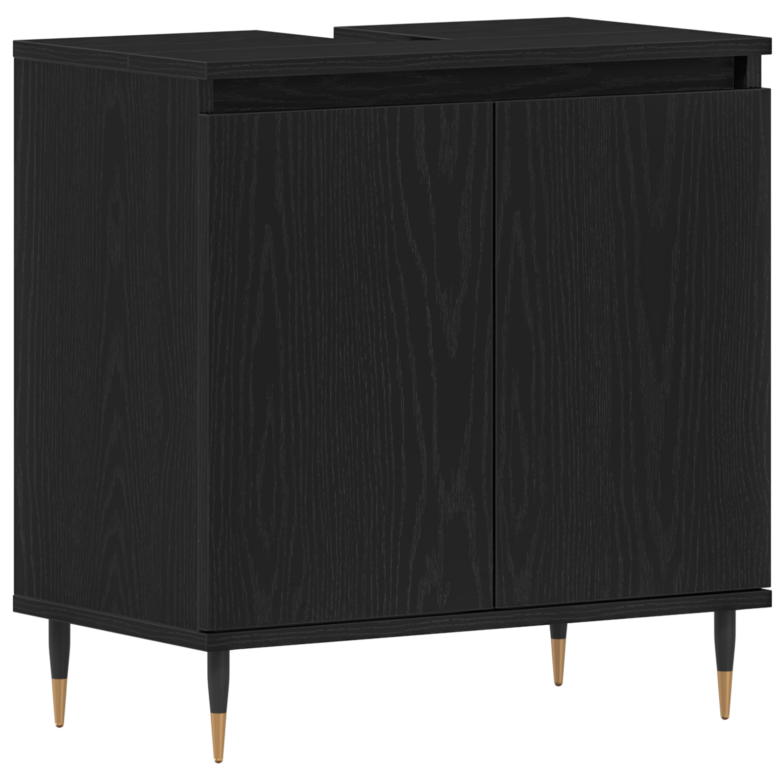 Mobile Lavabo da Bagno Rovere Nero 58x33x60 cm Legno Ingegnerizzato