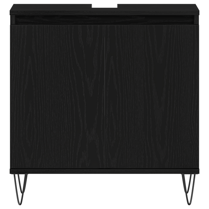 Cabinet da bagno  Nero Rovere 58x33x60 cm Legno ingegnerizzato