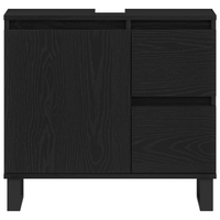 Mobile bagno vitaXL Nero Rovere 65x33x60 cm Legno ingegnerizzato