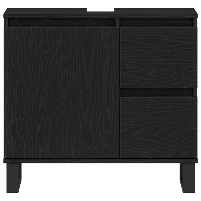Mobile bagno vitaXL Nero Rovere 65x33x60 cm Legno ingegnerizzato