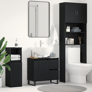Mobile bagno vitaXL Nero Rovere 65x33x60 cm Legno ingegnerizzato