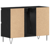 Mobile lavabo da bagno  Nero Rovere 80x33x60 cm Legno ingegnerizzato