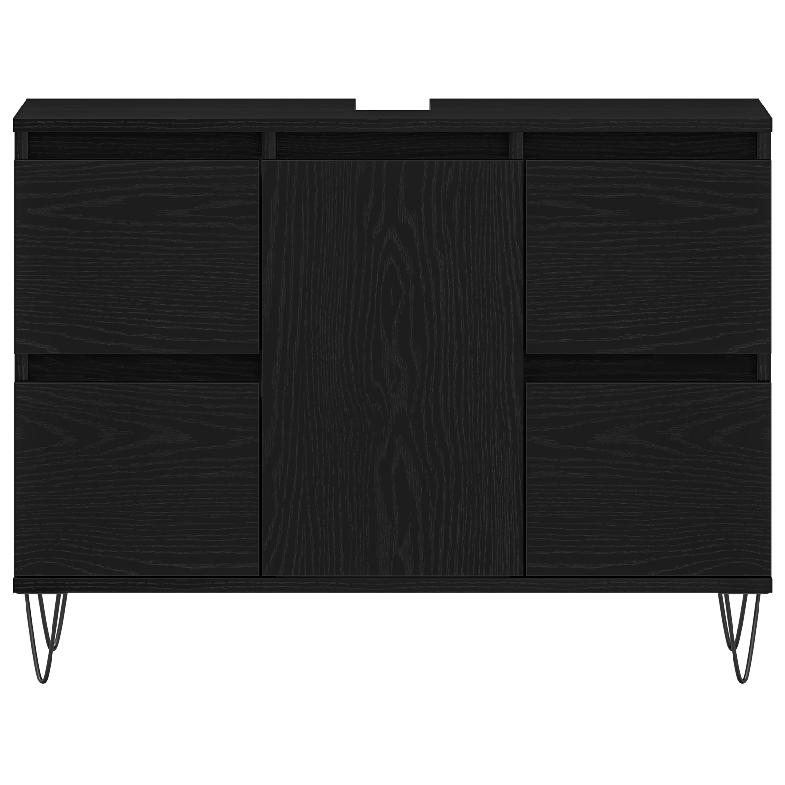 Mobile lavabo da bagno  Nero Rovere 80x33x60 cm Legno ingegnerizzato
