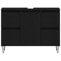 Mobile lavabo da bagno  Nero Rovere 80x33x60 cm Legno ingegnerizzato