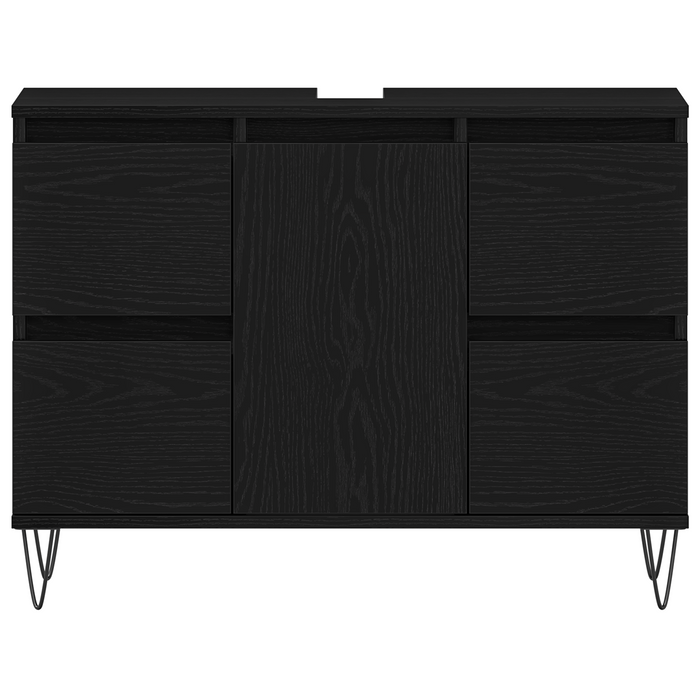 Mobile lavabo da bagno  Nero Rovere 80x33x60 cm Legno ingegnerizzato
