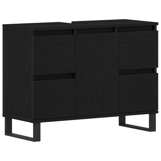 Cabinet del Lavabo per Bagno  Nero Rovere 80x33x60 cm Legno Ingegnerizzato