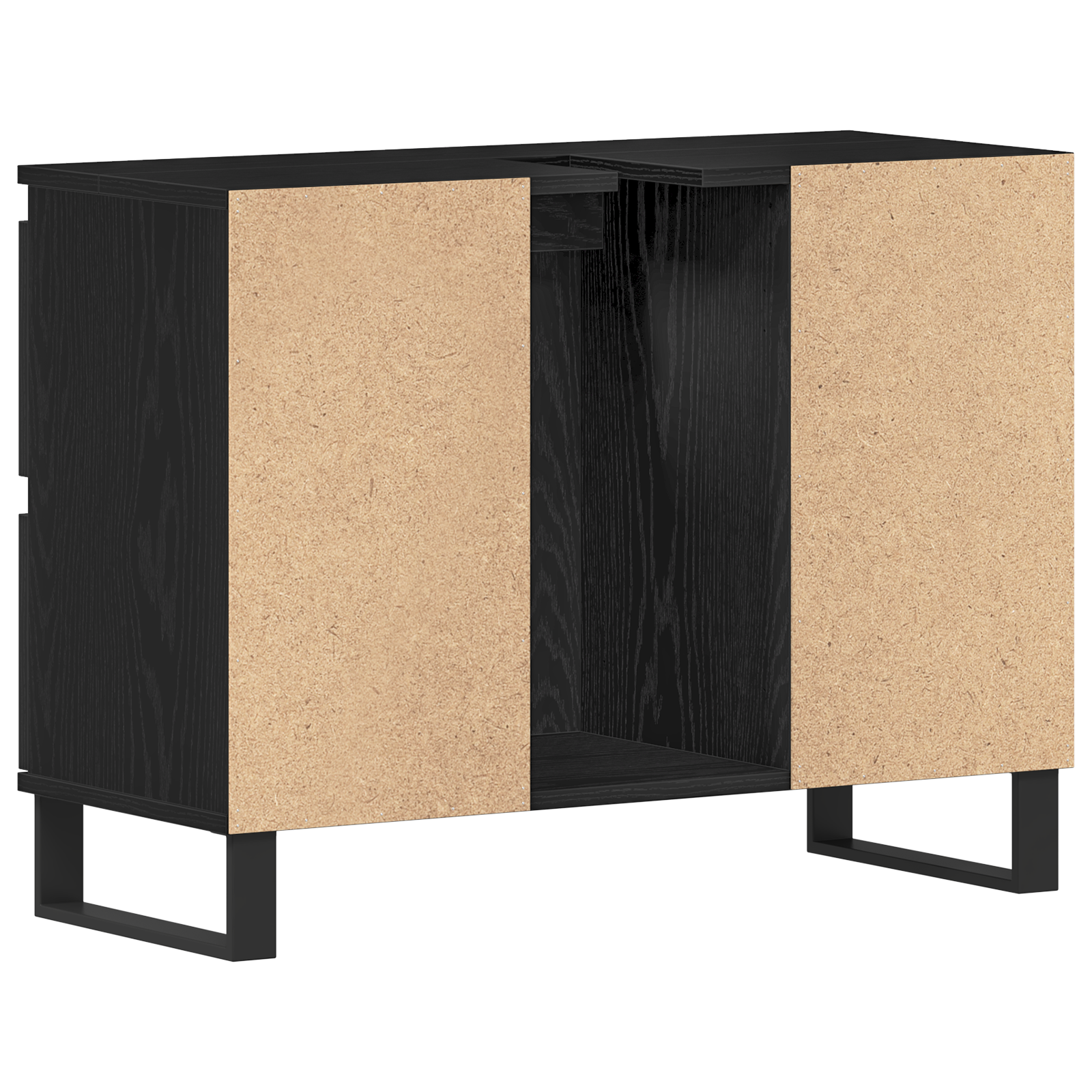 Cabinet del Lavabo per Bagno  Nero Rovere 80x33x60 cm Legno Ingegnerizzato