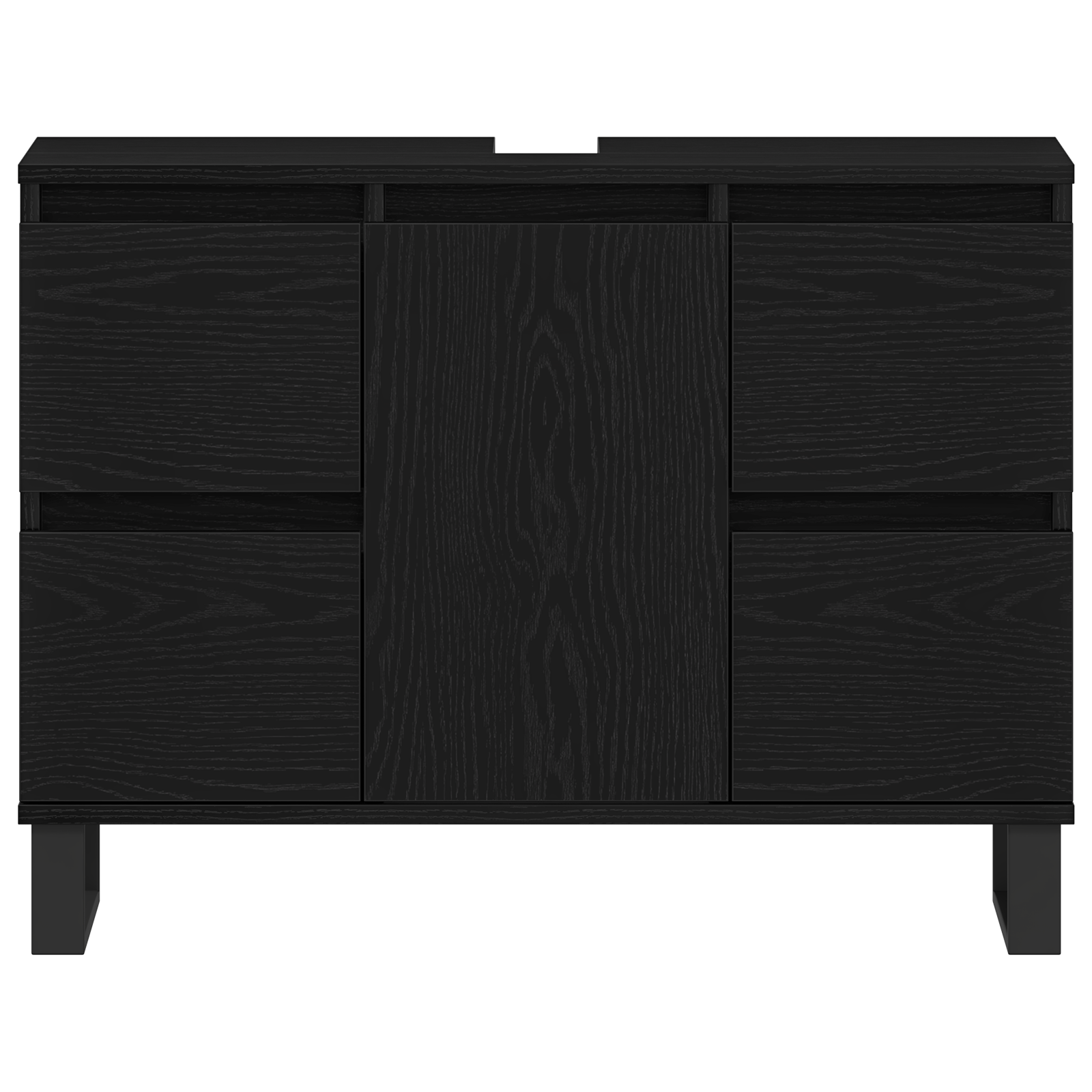 Cabinet del Lavabo per Bagno  Nero Rovere 80x33x60 cm Legno Ingegnerizzato