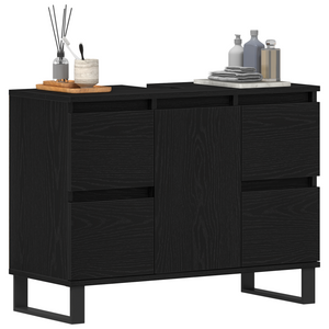 Cabinet del Lavabo per Bagno  Nero Rovere 80x33x60 cm Legno Ingegnerizzato