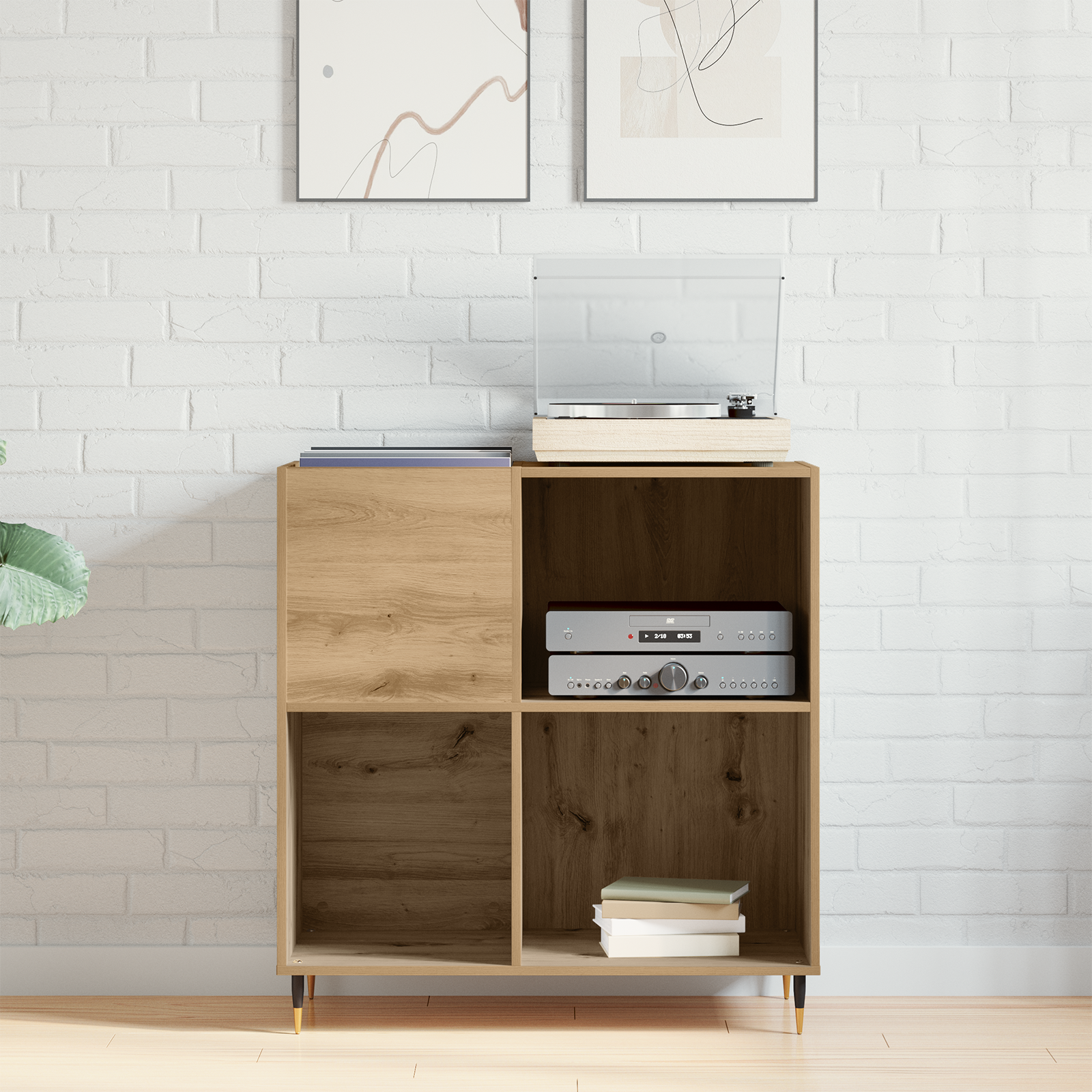 Armadio per dischi in legno usato 84,5x38x89 cm in legno ingegnerizzato