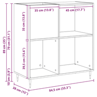 Armadio per dischi in legno usato 84,5x38x89 cm in legno ingegnerizzato