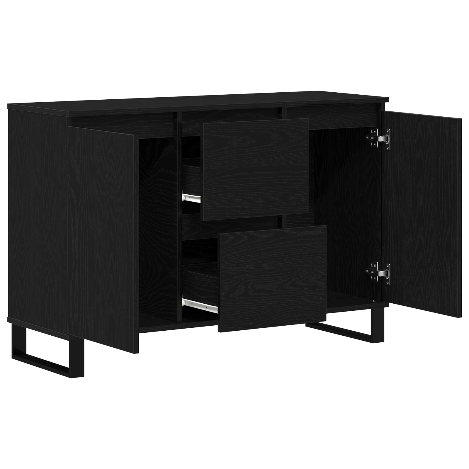 Credenza Nero Rovere 104x35x70 cm Legno Ingegnerizzato