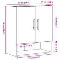 Mobile a muro  Nero Rovere 60x31x70 cm Legno ingegnerizzato