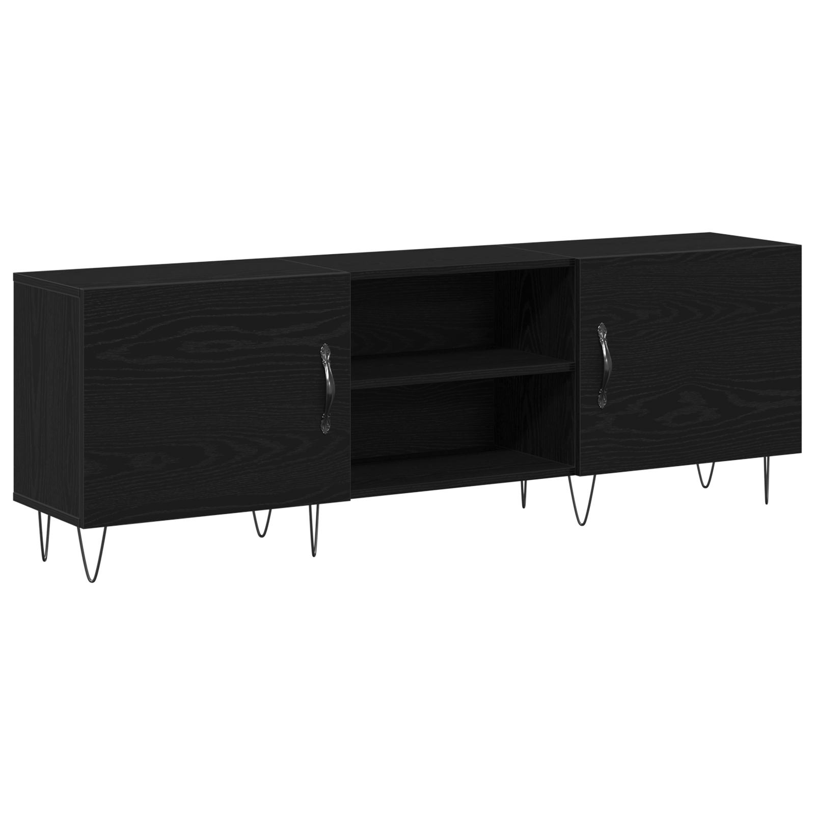 Mobile TV  Nero Rovere 150x30x50 cm Legno ingegnerizzato