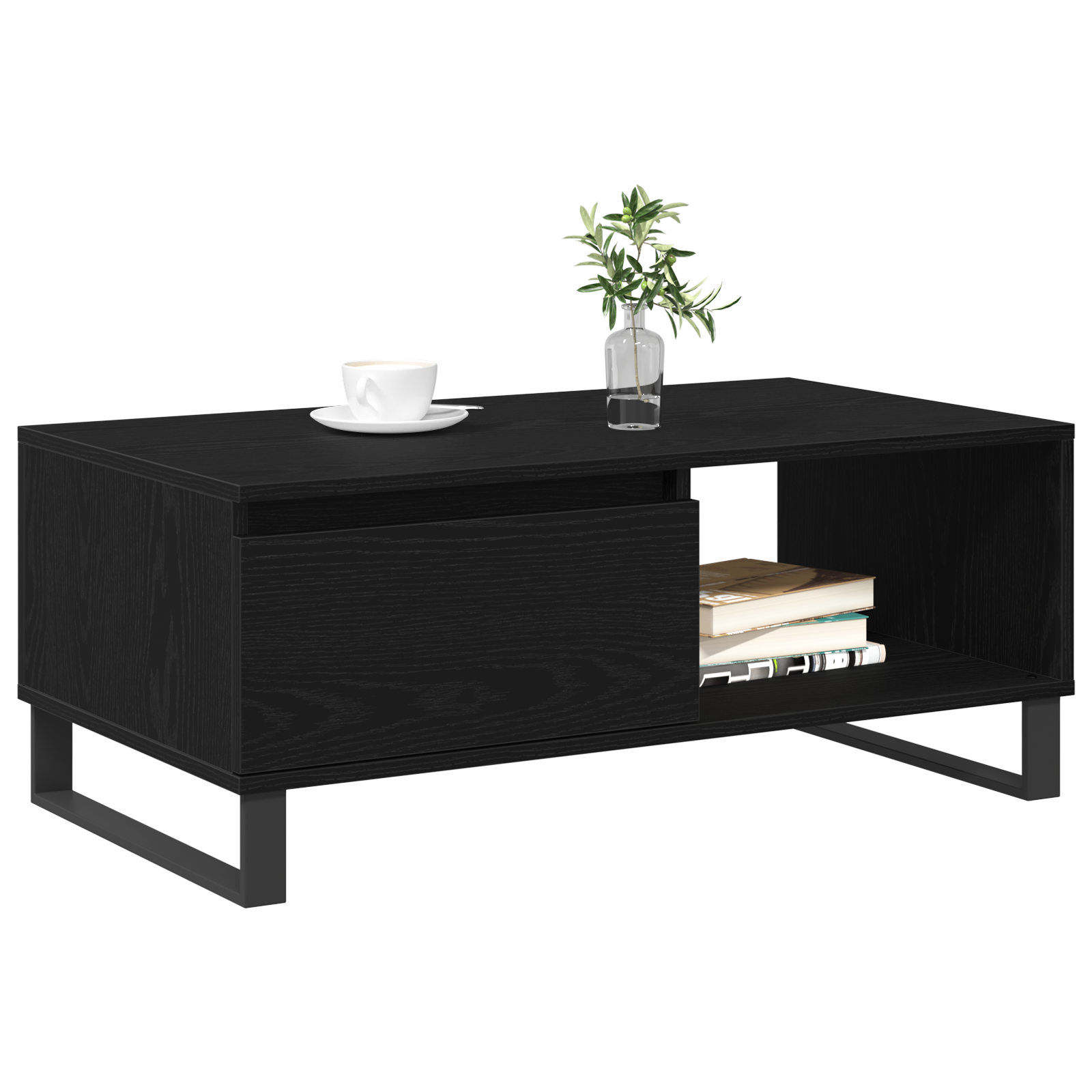 Tavolino da caffè  Nero Rovere 90x50x36,5 cm Legno ingegnerizzato