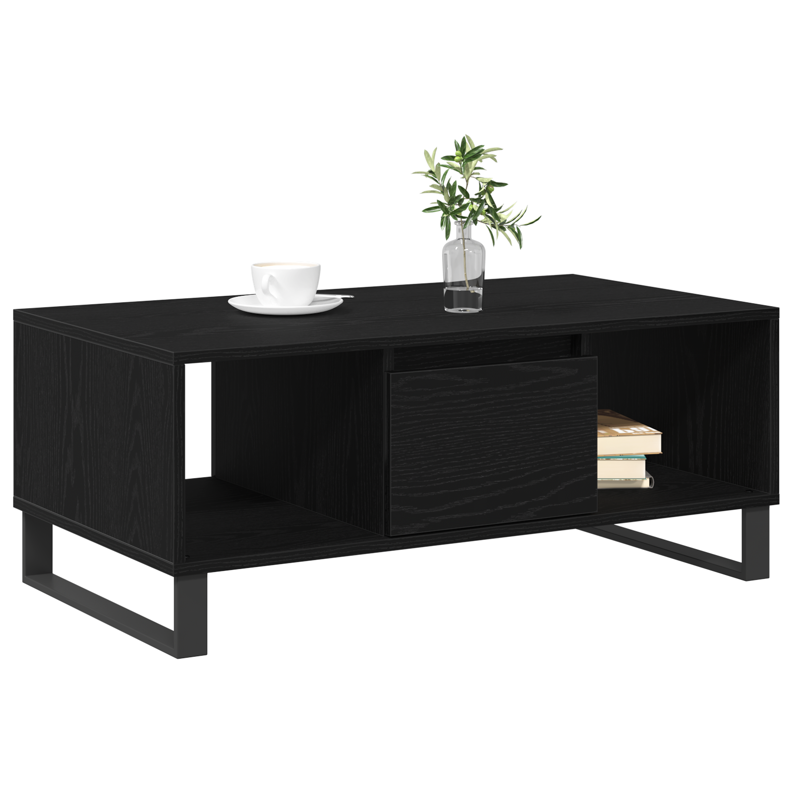 Tavolino da caffè  Nero Rovere 90x50x36,5 cm Legno ingegnerizzato