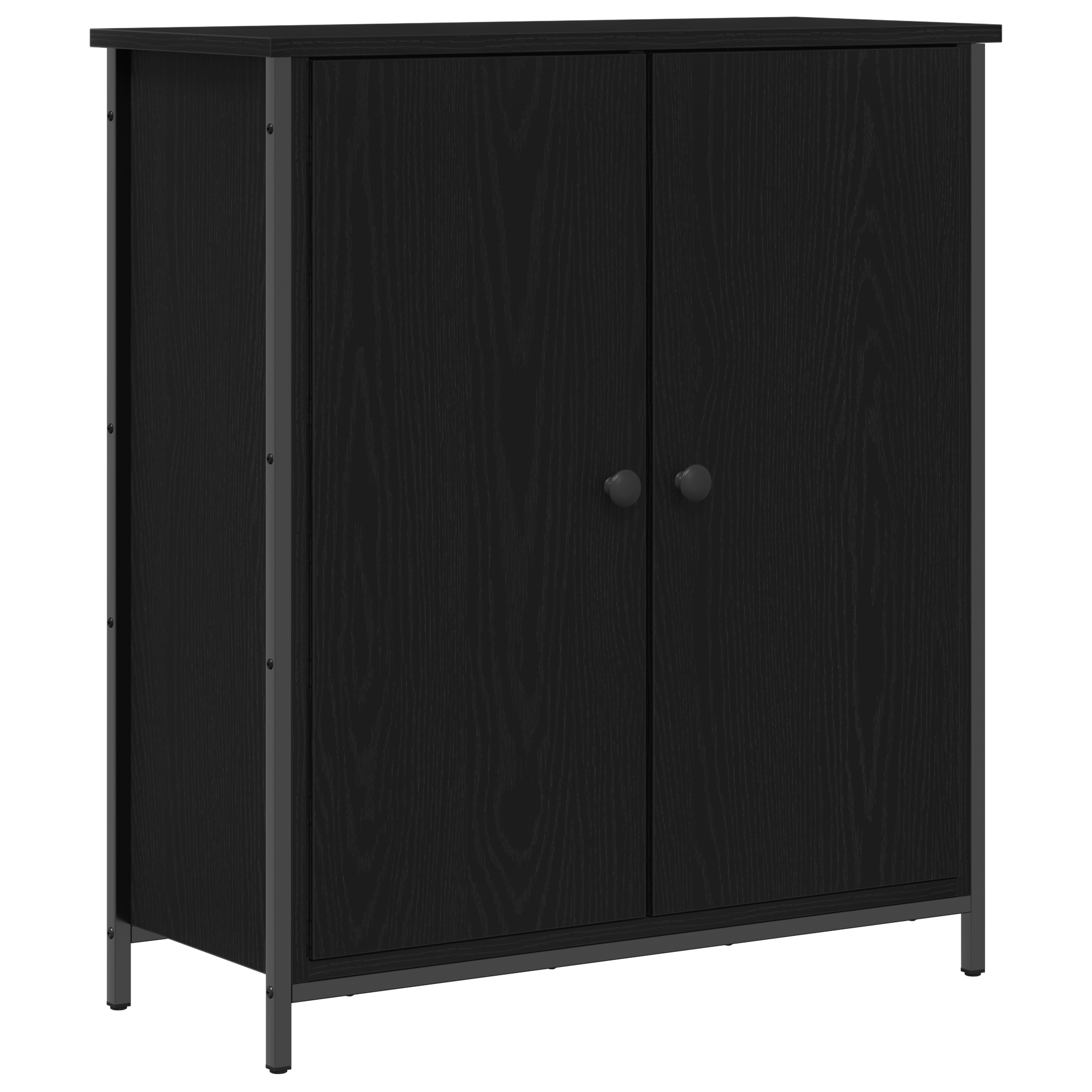Mobile da buffet rovere nero 70x30x80 cm legno ingegnerizzato e acciaio