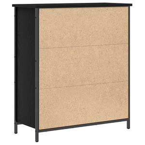 Mobile da buffet rovere nero 70x30x80 cm legno ingegnerizzato e acciaio
