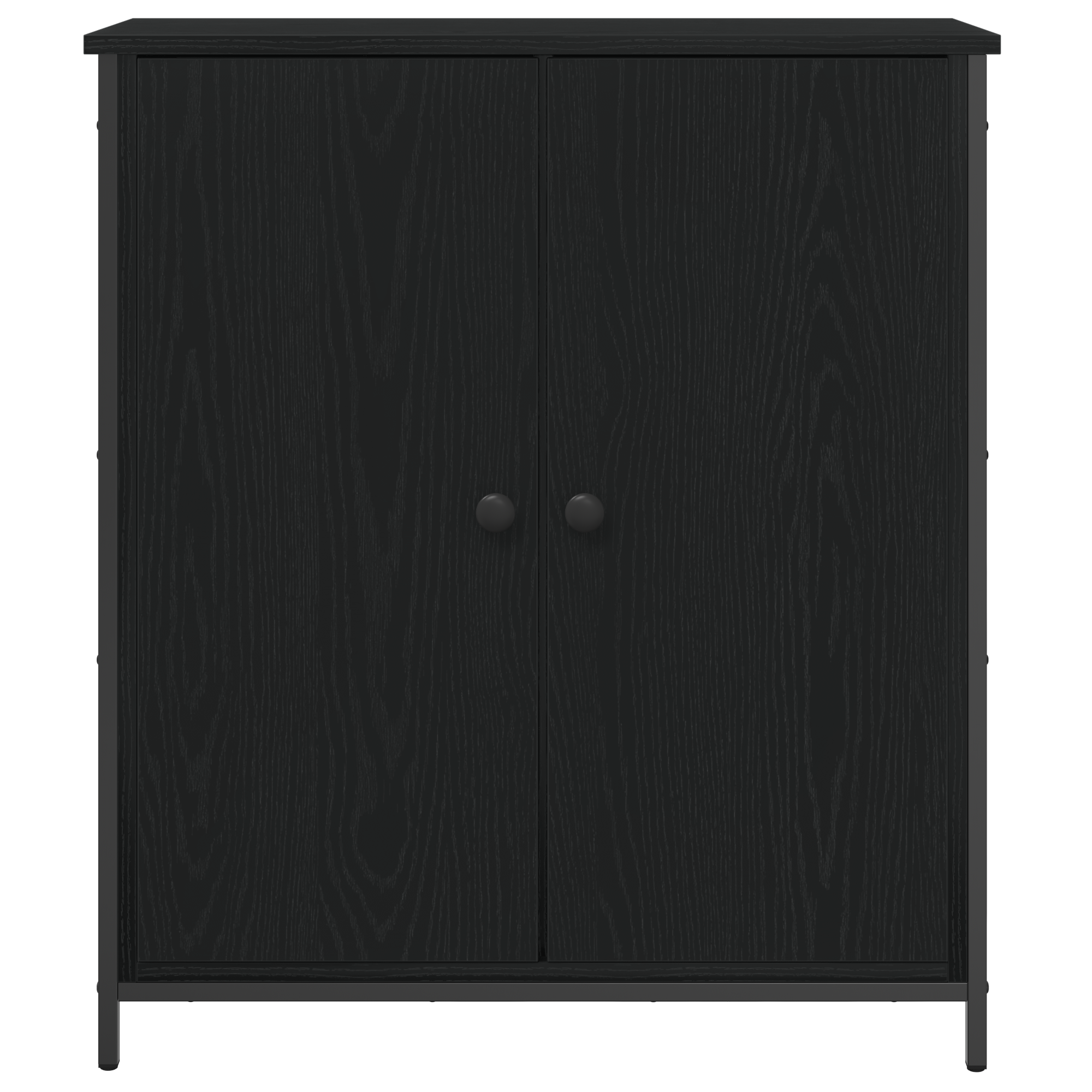 Mobile da buffet rovere nero 70x30x80 cm legno ingegnerizzato e acciaio