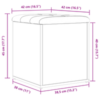 Panchina con contenitore Rovere nero 42x42x45 cm Legno massello