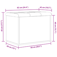 panchina da stoccaggio  rovere nero 60x40x45 cm in legno ingegnerizzato