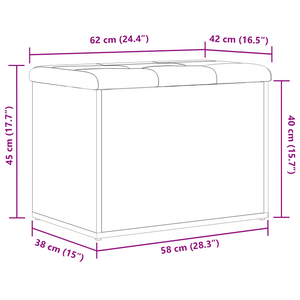panchina da stoccaggio  rovere nero 60x40x45 cm in legno ingegnerizzato