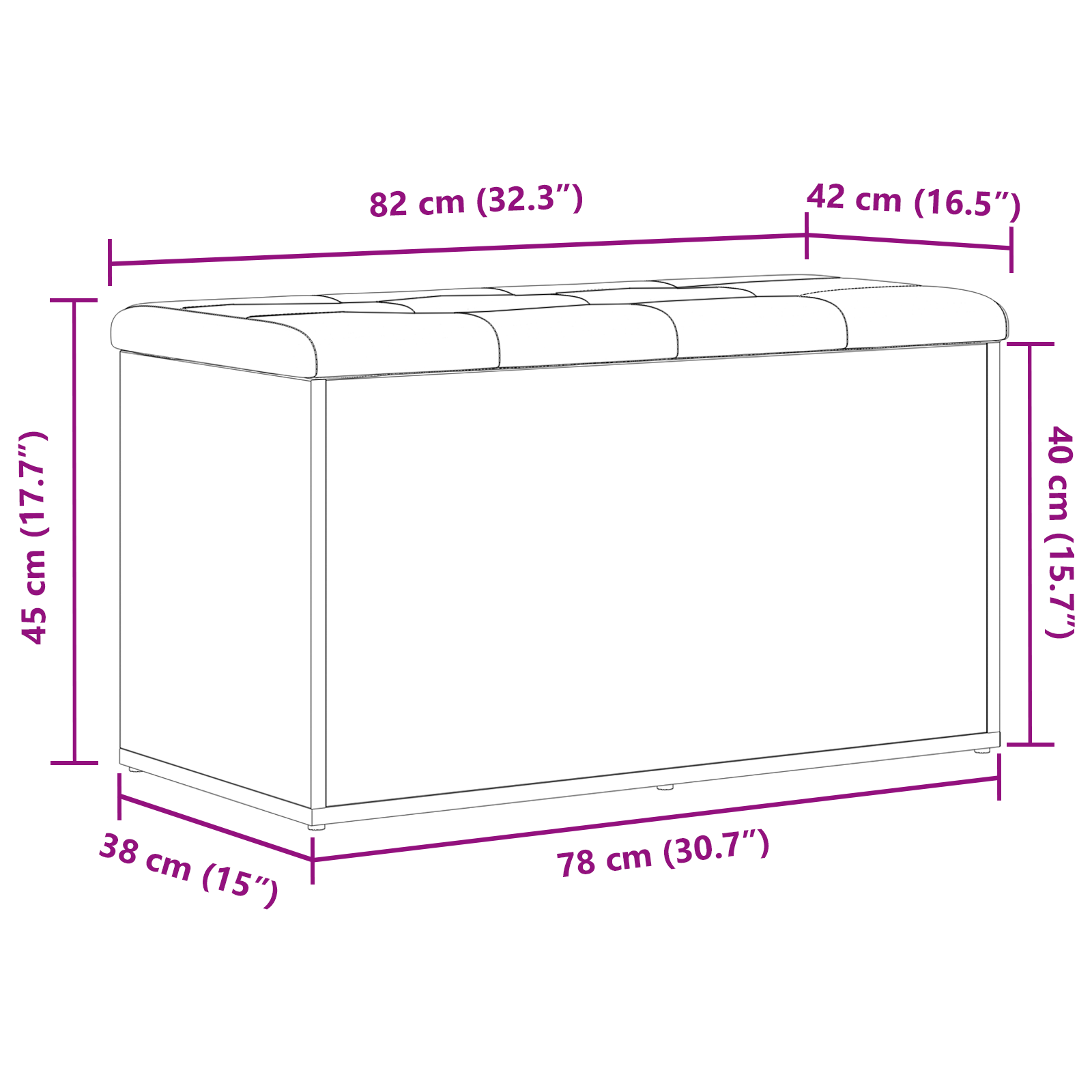 panchina da stoccaggio  nero rovere 80x40x45 cm in legno ingegnerizzato