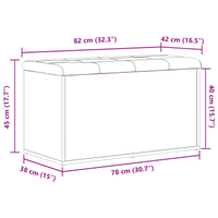 panchina da stoccaggio  nero rovere 80x40x45 cm in legno ingegnerizzato